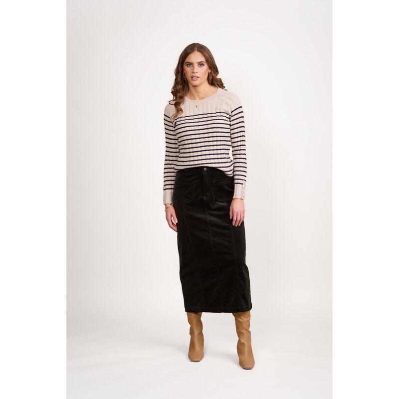 Vassalli Round Neck Ribbed Knit Jumper With Dome Cuff Detail image number 5